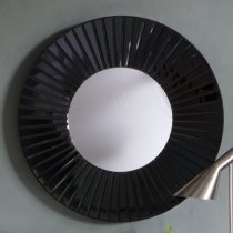 Fresno Round Bevelled Wall Mirror In Black