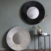 Fresno Round Bevelled Wall Mirror In Black