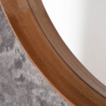 Kinder Round Large Bevelled Wall Mirror In Oak Wood Frame