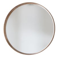 Kinder Round Large Bevelled Wall Mirror In Oak Wood Frame