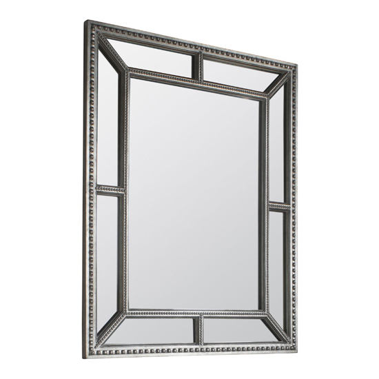 Lawton Rectangular Wall Mirror In Pewter Wooden Frame