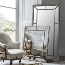 Lawton Rectangular Wall Mirror In Pewter Wooden Frame