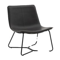 Holland Leather Lounge Chair With Metal Frame In Charcoal