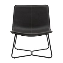 Holland Leather Lounge Chair With Metal Frame In Charcoal