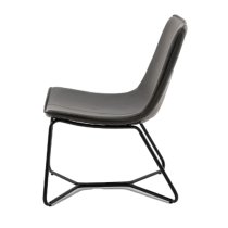 Holland Leather Lounge Chair With Metal Frame In Charcoal