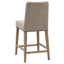 Roselle Cement Grey Fabric Bar Chairs With Oak Legs In Pair