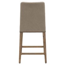 Roselle Cement Grey Fabric Bar Chairs With Oak Legs In Pair