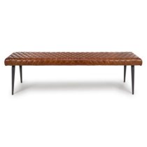 Allen Genuine Buffalo Leather Dining Bench In Tan