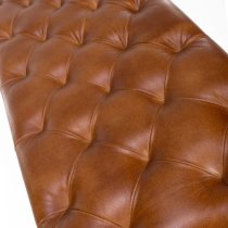 Basel Genuine Buffalo Leather Dining Bench In Tan