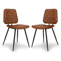 Allen Tan Genuine Buffalo Leather Dining Chairs In Pair