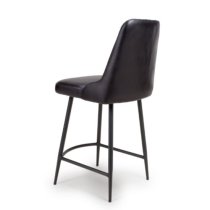 Basel Black Genuine Buffalo Leather Counter Bar Chairs In Pair