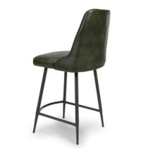 Basel Green Genuine Buffalo Leather Counter Bar Chairs In Pair