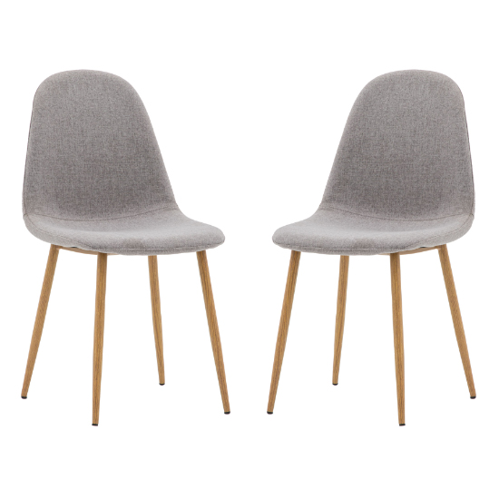 Millikan Grey Fabric Dining Chairs With Oak Legs In Pair