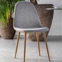 Millikan Grey Fabric Dining Chairs With Oak Legs In Pair