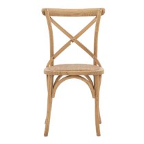 Caria Natural Wooden Dining Chairs With Rattan Seat In Pair