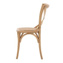 Caria Natural Wooden Dining Chairs With Rattan Seat In Pair