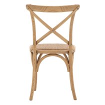 Caria Natural Wooden Dining Chairs With Rattan Seat In Pair