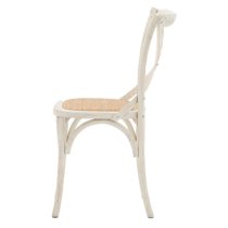 Caria White Wooden Dining Chairs With Rattan Seat In Pair