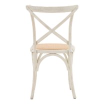 Caria White Wooden Dining Chairs With Rattan Seat In Pair