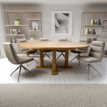 Magna Round Extending Wooden Dining Table In Oak