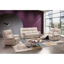 Radford Leather Electric Recliner Chair In Chalk