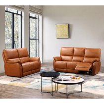 Essex Leather Electric Recliner 2 Seater Sofa In Tan