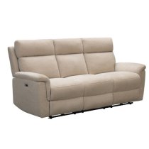 Dessel Fabric Electric Recliner 3 Seater Sofa In Natural