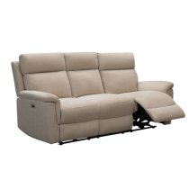 Dessel Fabric Electric Recliner 3 Seater Sofa In Natural