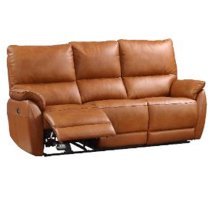 Essex Leather Electric Recliner 3 Seater Sofa In Tan