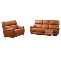 Radford Leather Electric Recliner 3+2 Seater Sofa Set In Tan