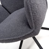 Utica Grey Boucle Carver Snuggly Fabric Dining Chairs In Pair