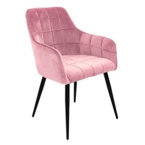 Vernal Blush Velvet Dining Chairs With Black Legs In Pair