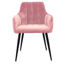 Vernal Blush Velvet Dining Chairs With Black Legs In Pair