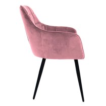 Vernal Blush Velvet Dining Chairs With Black Legs In Pair