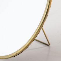 Nyla Small Round Dressing Mirror With Stand In Brass Frame