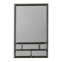 Millan Rectangular Bathroom Mirror With Shelf In Black Frame