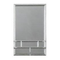 Millan Rectangular Bathroom Mirror With Shelf In Silver Frame