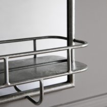 Millan Rectangular Bathroom Mirror With Shelf In Silver Frame