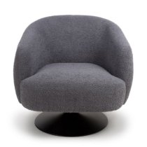 Cary Fabric Lounge Chair In Grey With Black Trumpet Base