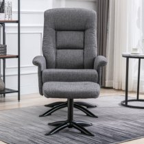 Delray Fabric Swivel Recliner Chair With Stool In Grey