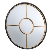 Raga Small Round Wall Mirror In Black And Gold Frame