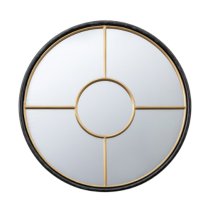 Raga Small Round Wall Mirror In Black And Gold Frame