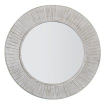 Raiola Round Wall Mirror In Distressed Cream Frame