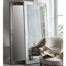 Percid Rectangular Leaner Mirror In Antique Silver Frame