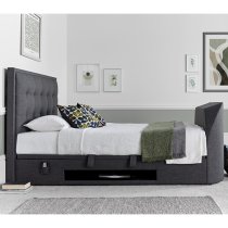 Felton Ottoman Pendle Fabric Double TV Bed In Slate