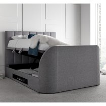 Milton Ottoman Marbella Fabric Double TV Bed In Grey