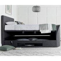 Milton Ottoman Pendle Fabric Double TV Bed In Slate