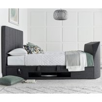 Milton Ottoman Pendle Fabric Double TV Bed In Slate