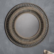 Zeneca Round Wall Mirror In Grey Frame