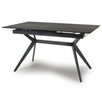 Tarsus Ceramic Extending Dining Table With Metal Legs In Black